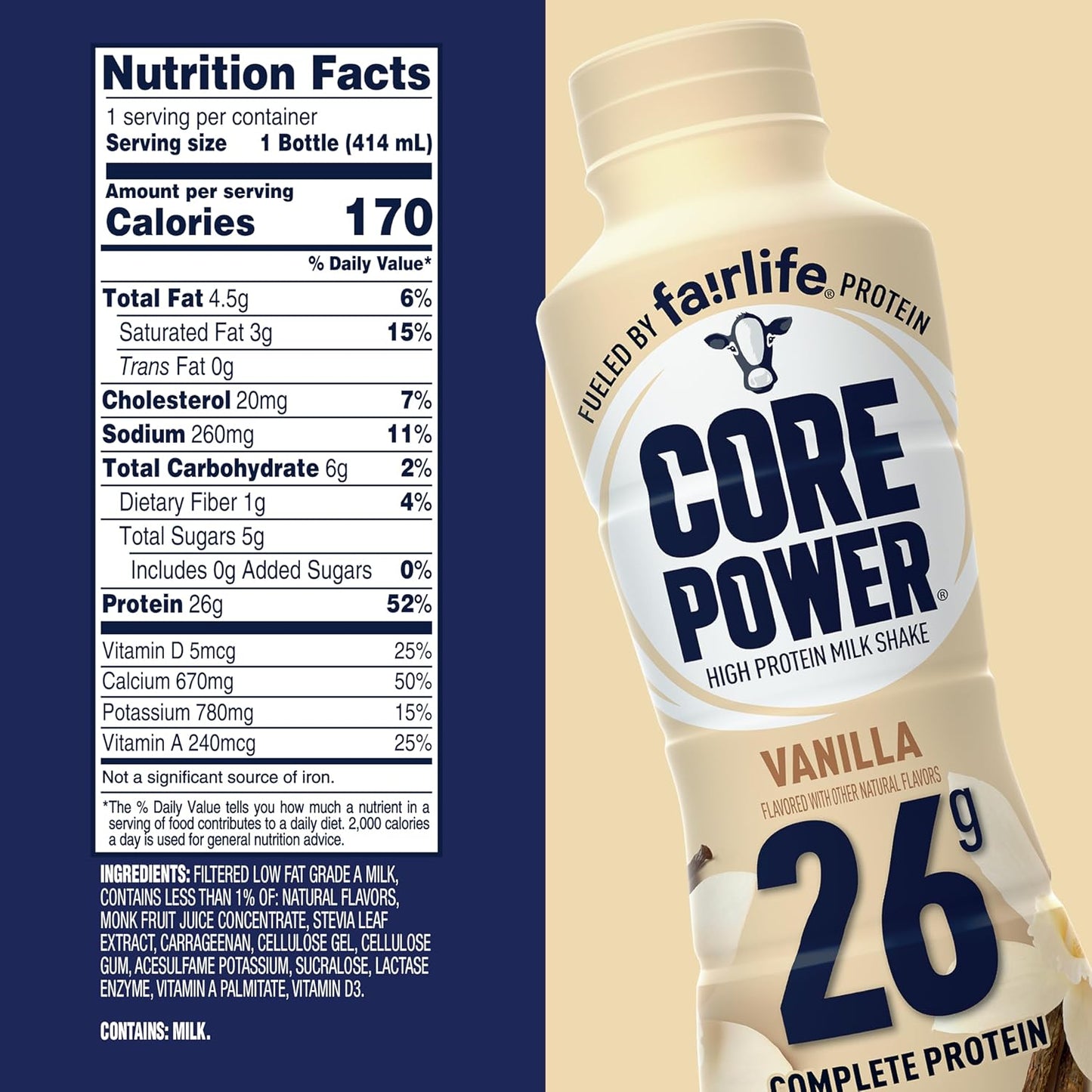 Elite High Protein Shake .26g/42g Bottle. 14oz. 12 Pack