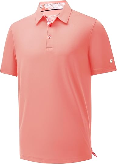 Mens Golf Polo Shirt Moisture Wicking Dry Fit Performance Sport Pin Striped Short Sleeve Golf Shirts for Men