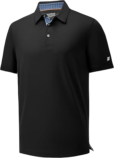 Mens Golf Polo Shirt Moisture Wicking Dry Fit Performance Sport Pin Striped Short Sleeve Golf Shirts for Men
