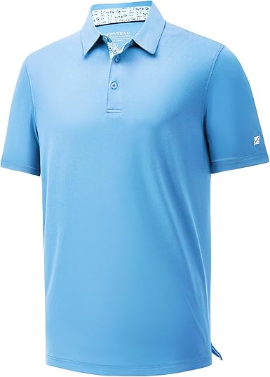 Mens Golf Polo Shirt Moisture Wicking Dry Fit Performance Sport Pin Striped Short Sleeve Golf Shirts for Men
