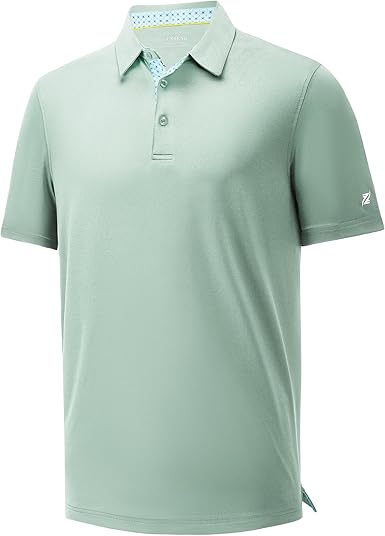 Mens Golf Polo Shirt Moisture Wicking Dry Fit Performance Sport Pin Striped Short Sleeve Golf Shirts for Men